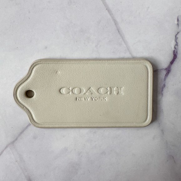 Coach Beige White Leather Tag Keychain w/ Engraved Lee - Handbag Accessories - Picture 6 of 6